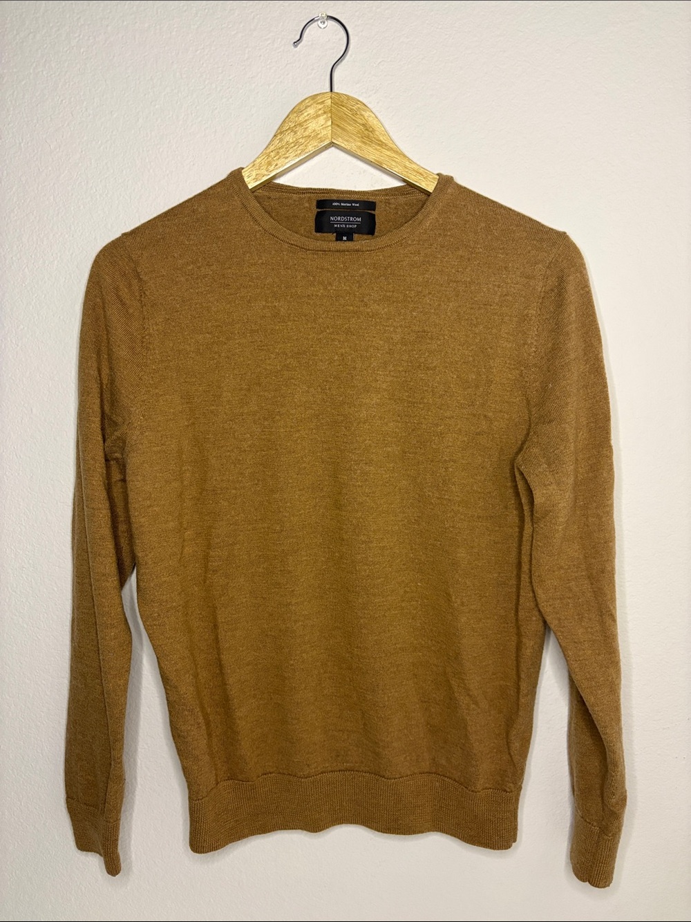 Nordstrom Men’s merino wool Crewneck Sweater — Caramel Brown size medium